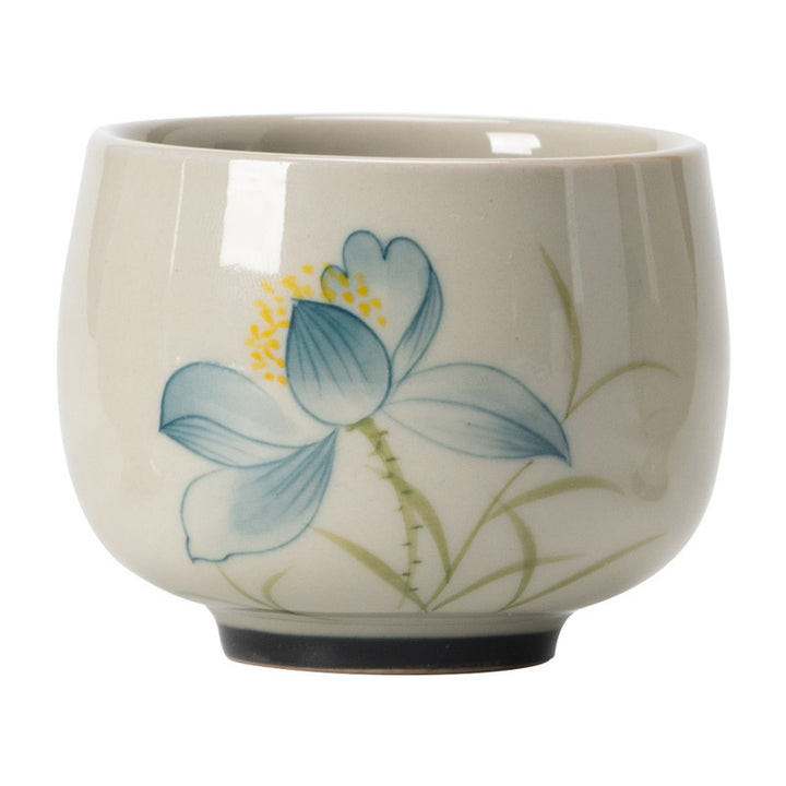 Tasse à thé en céramique peinte à la main avec des Buddha Stones et des fleurs de lotus Tasse à thé Kung Fu