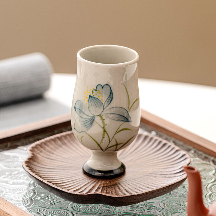 Tasse à thé en céramique peinte à la main avec des Buddha Stones et des fleurs de lotus Tasse à thé Kung Fu