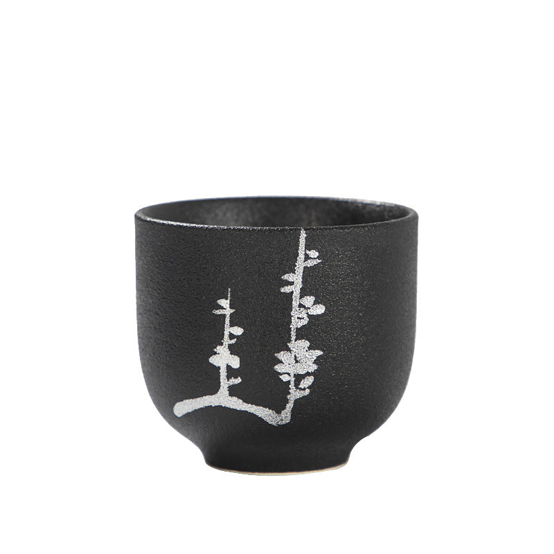 Buddha Stones peintes à la main fleur de lotus bambou chrysanthème poterie noire tasse à thé en céramique tasse à thé Kung Fu 95 ml