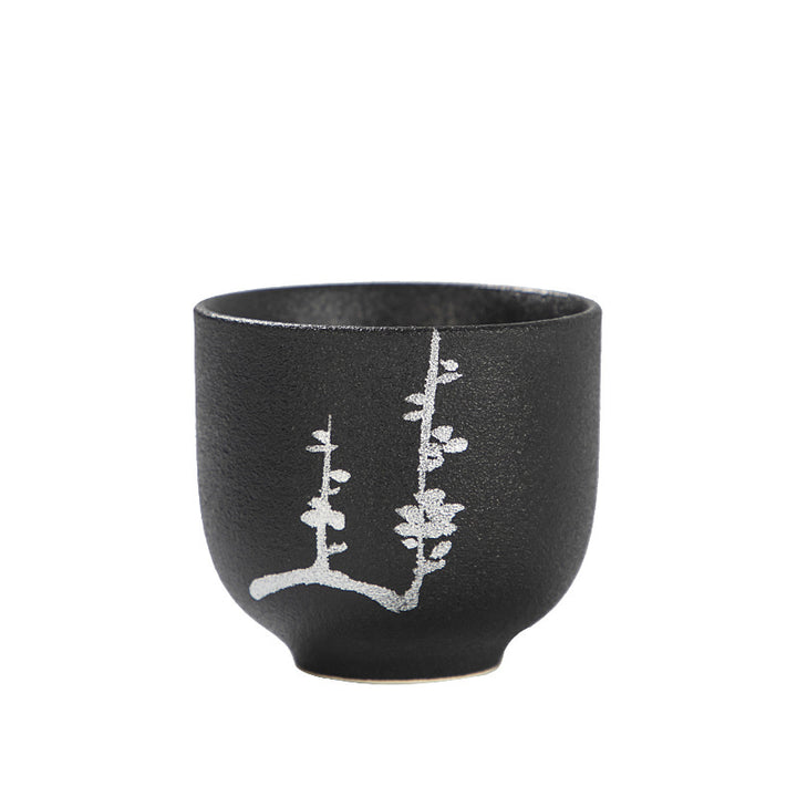 Buddha Stones peintes à la main fleur de lotus bambou chrysanthème poterie noire tasse à thé en céramique tasse à thé Kung Fu 95 ml