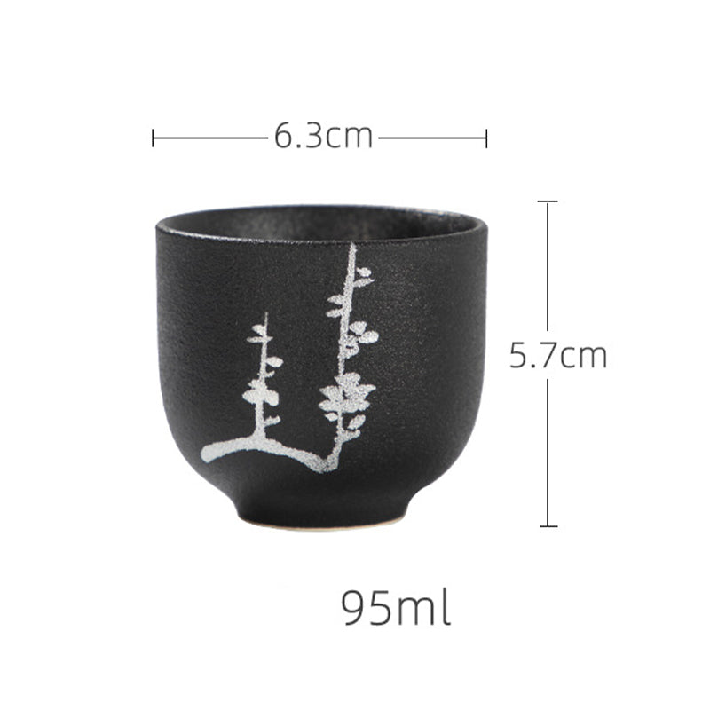 Buddha Stones peintes à la main fleur de lotus bambou chrysanthème poterie noire tasse à thé en céramique tasse à thé Kung Fu 95 ml