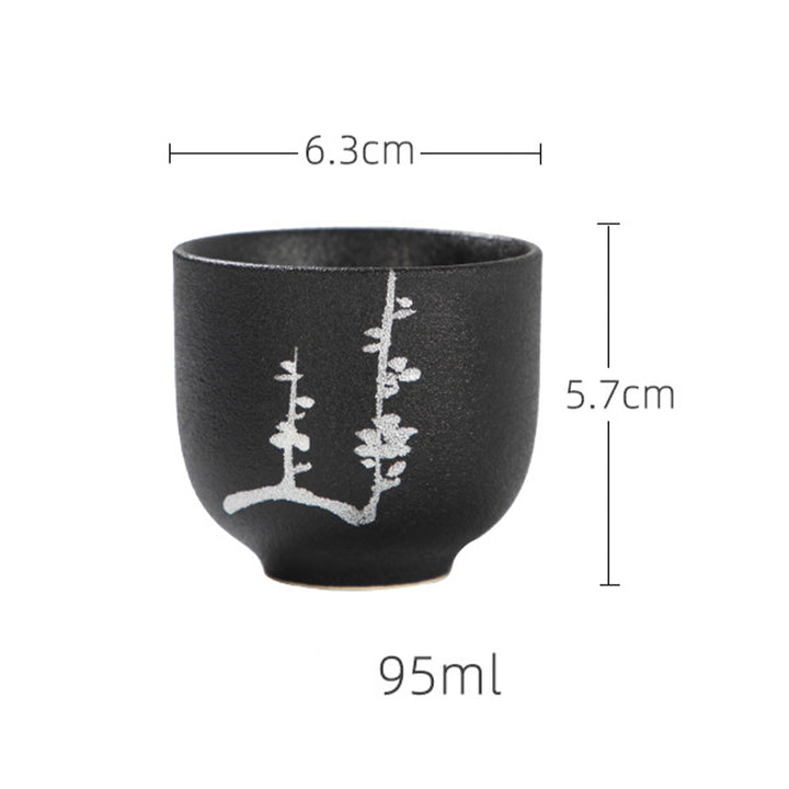 Buddha Stones peintes à la main fleur de lotus bambou chrysanthème poterie noire tasse à thé en céramique tasse à thé Kung Fu 95 ml