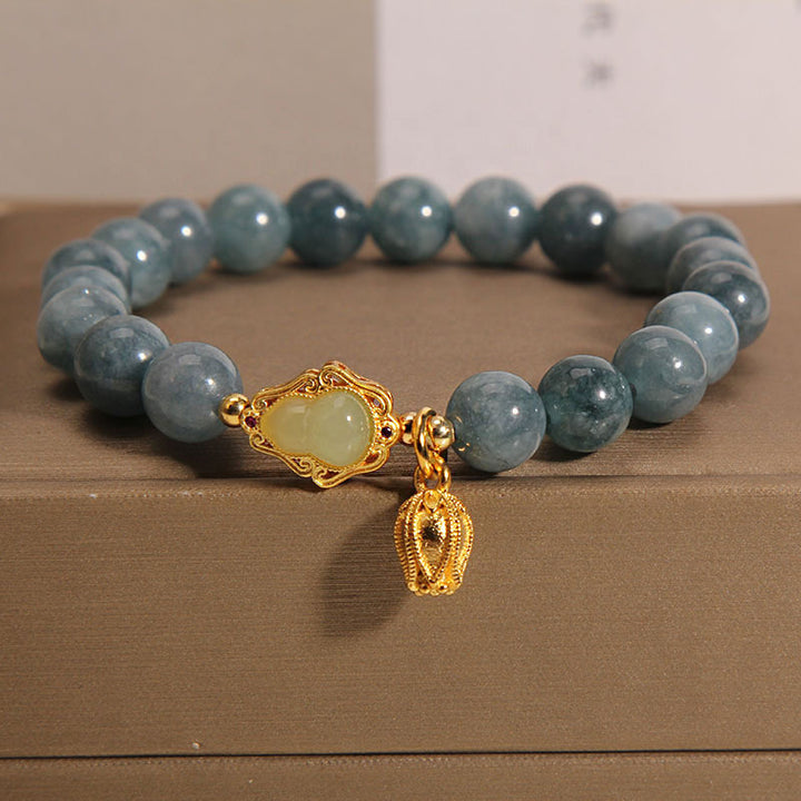 Bracelet porte-bonheur en jade naturel avec breloque tulipe et Buddha Stones