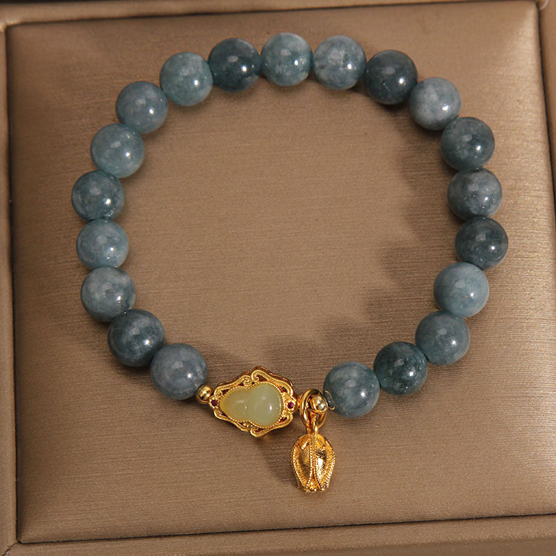 Bracelet porte-bonheur en jade naturel avec breloque tulipe et Buddha Stones