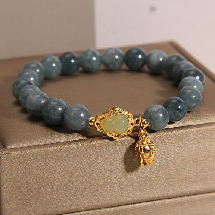 Bracelet porte-bonheur en jade naturel avec breloque tulipe et Buddha Stones