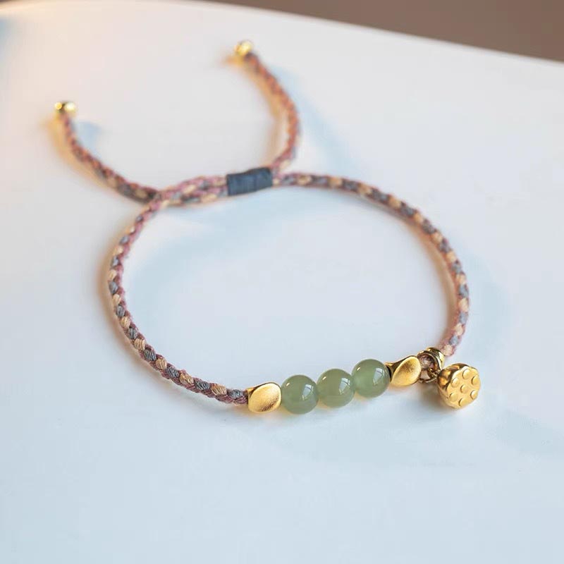 Bracelet tressé porte-bonheur en jade Hetian fait à la main avec Buddha Stones