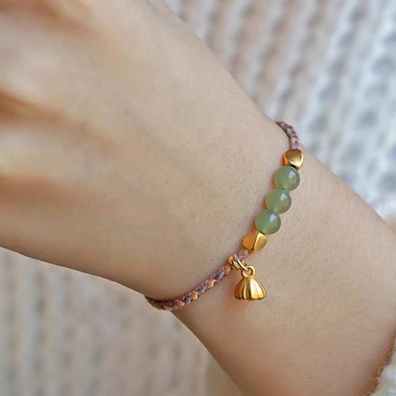 Bracelet tressé porte-bonheur en jade Hetian fait à la main avec Buddha Stones
