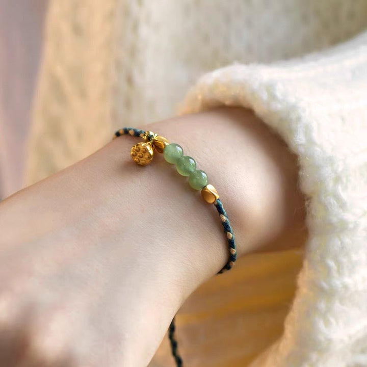 Bracelet tressé porte-bonheur en jade Hetian fait à la main avec Buddha Stones