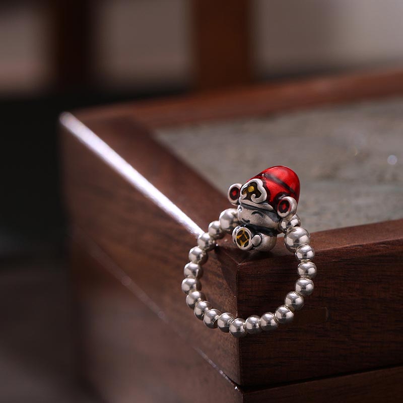Buddha Stones de protection en argent sterling 925 avec motif de pièce de cuivre du dieu de la richesse