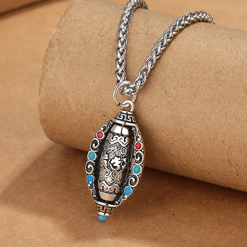 Collier pendentif rotatif en Buddha Stones tibétain Om Mani Padme Hum Pureté