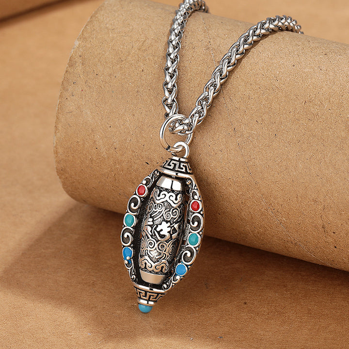 Collier pendentif rotatif en Buddha Stones tibétain Om Mani Padme Hum Pureté