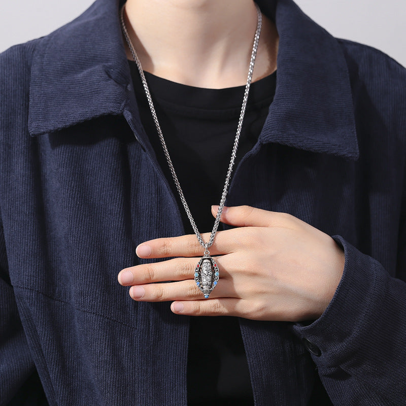Collier pendentif rotatif en Buddha Stones tibétain Om Mani Padme Hum Pureté