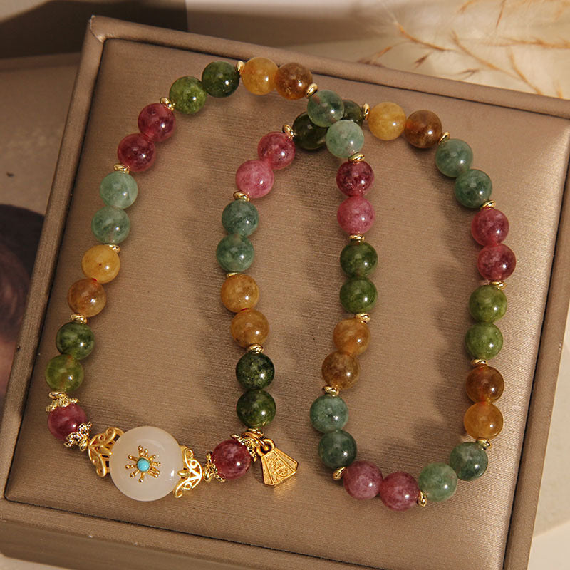 Bracelet double tour en jade positif multicolore naturel de Buddha Stones