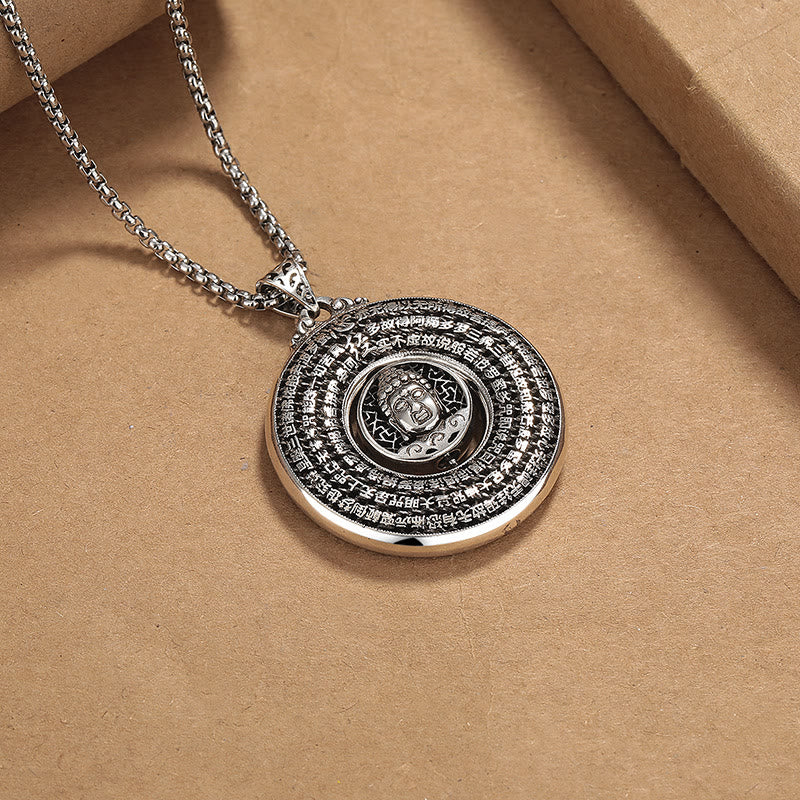 Collier pendentif rotatif Sérénité avec boucle de paix sculptée en forme de Buddha Stones de Bouddha