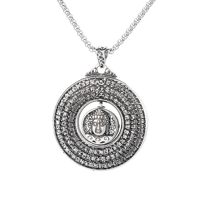 Collier pendentif rotatif Sérénité avec boucle de paix sculptée en forme de Buddha Stones de Bouddha