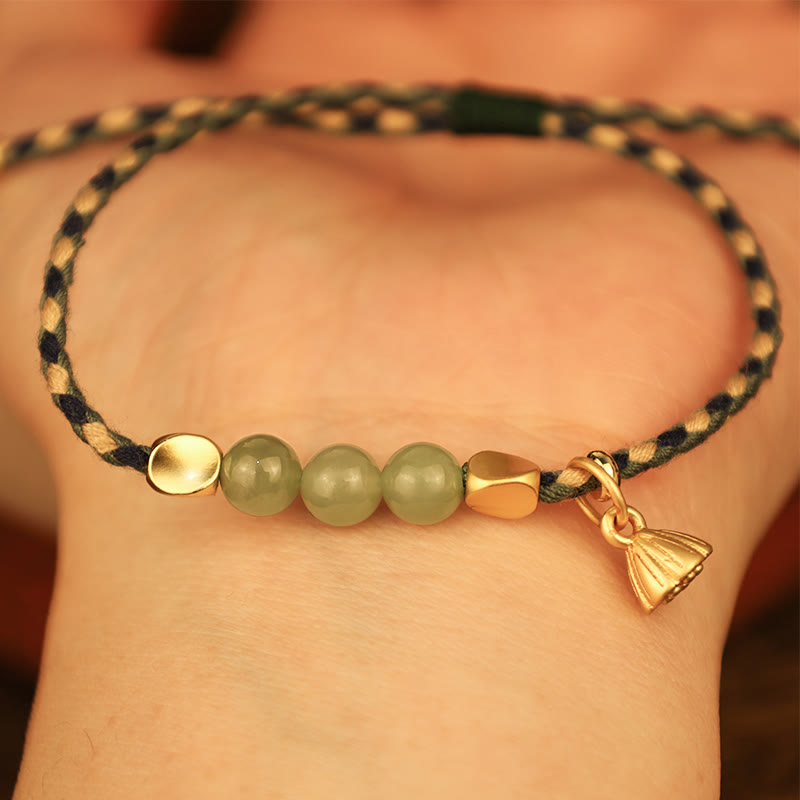 Bracelet tressé porte-bonheur en jade Hetian fait à la main avec Buddha Stones