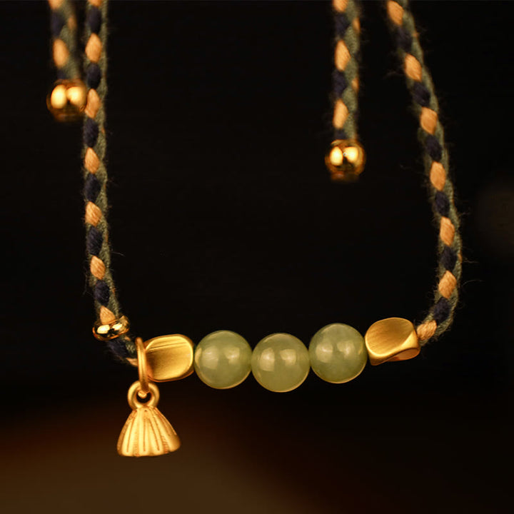 Bracelet tressé porte-bonheur en jade Hetian fait à la main avec Buddha Stones