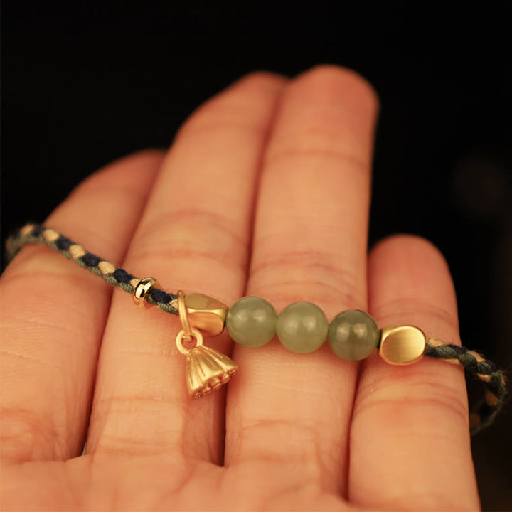 Bracelet tressé porte-bonheur en jade Hetian fait à la main avec Buddha Stones