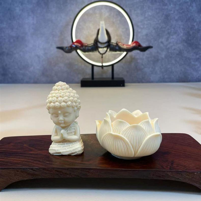 Buddha Stones, Mini fruits ivoire, Tathagata, bouddha Lotus Kwan Yin Avalokitesvara Manjusri Samantabhadra, décoration de bureau de sérénité - image 4