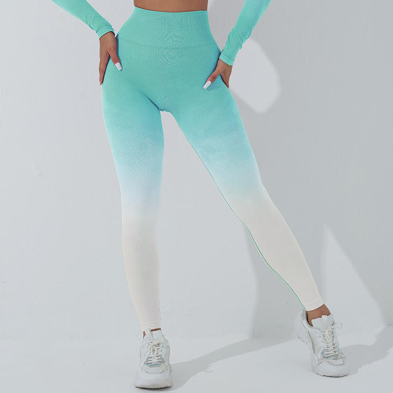Haut court à manches longues avec dégradé de Buddha Stones -shirt, soutien-gorge, leggings, pantalon, tenue de fitness et de yoga - image 13