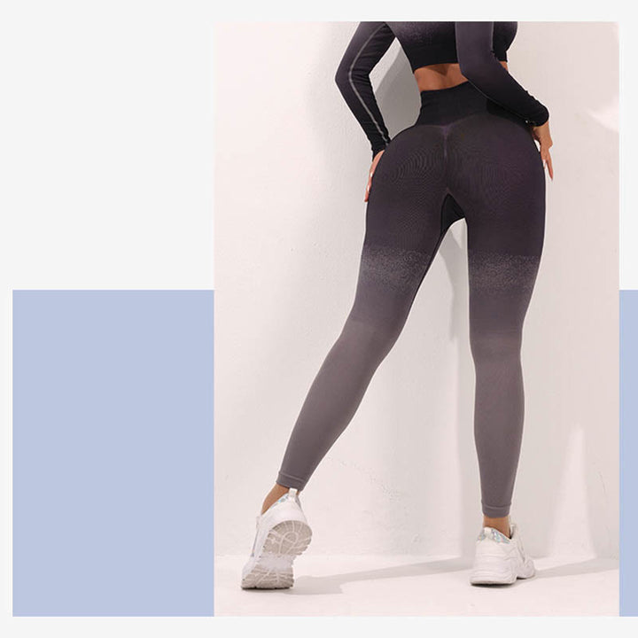 Haut court à manches longues avec dégradé de Buddha Stones -shirt, soutien-gorge, leggings, pantalon, tenue de fitness et de yoga - image 17