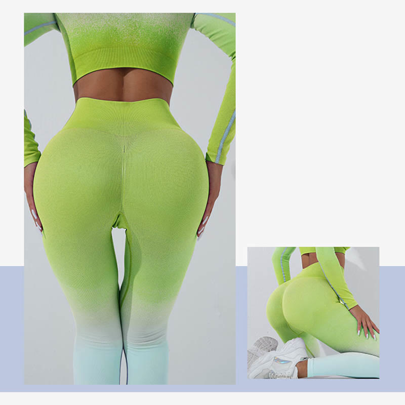 Haut court à manches longues avec dégradé de Buddha Stones -shirt, soutien-gorge, leggings, pantalon, tenue de fitness et de yoga - image 38