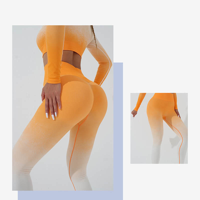 Haut court à manches longues avec dégradé de Buddha Stones -shirt, soutien-gorge, leggings, pantalon, tenue de fitness et de yoga - image 26