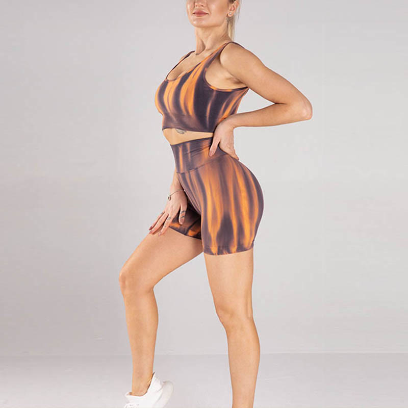 Buddha Stones Lot de 2 hauts courts sans coutures imprimés Tie Dye pour le sport, le fitness, le yoga