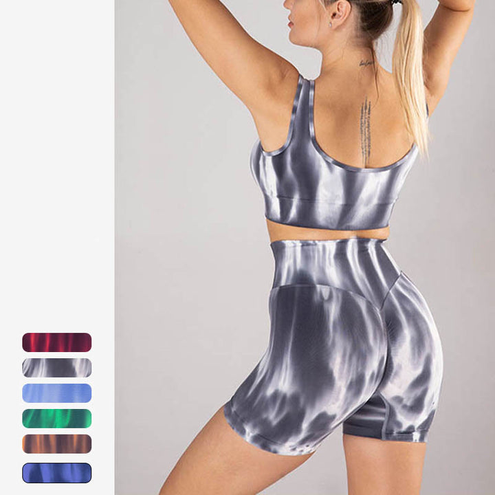 Buddha Stones Lot de 2 hauts courts sans coutures imprimés Tie Dye pour le sport, le fitness, le yoga