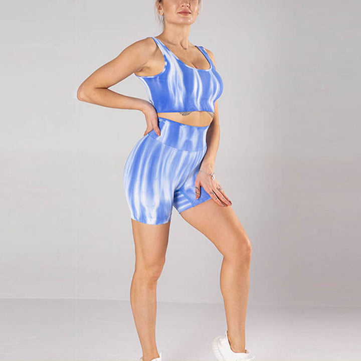 Buddha Stones Lot de 2 hauts courts sans coutures imprimés Tie Dye pour le sport, le fitness, le yoga