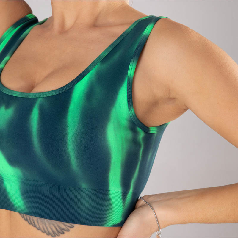 Buddha Stones Lot de 2 hauts courts sans coutures imprimés Tie Dye pour le sport, le fitness, le yoga