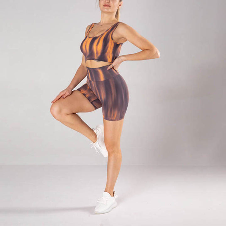 Buddha Stones Lot de 2 hauts courts sans coutures imprimés Tie Dye pour le sport, le fitness, le yoga