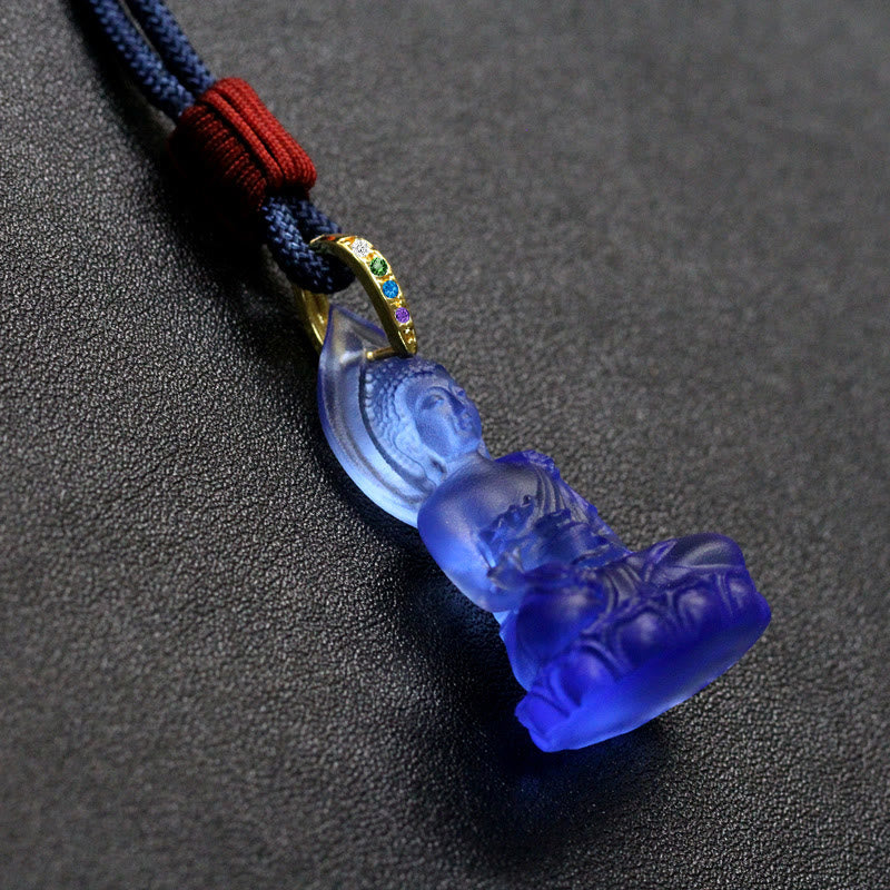 Collier pendentif amulette de sérénité en cristal Liuli Bouddha de médecine Bouddha bleu Tathagata Buddha Stones - image 16