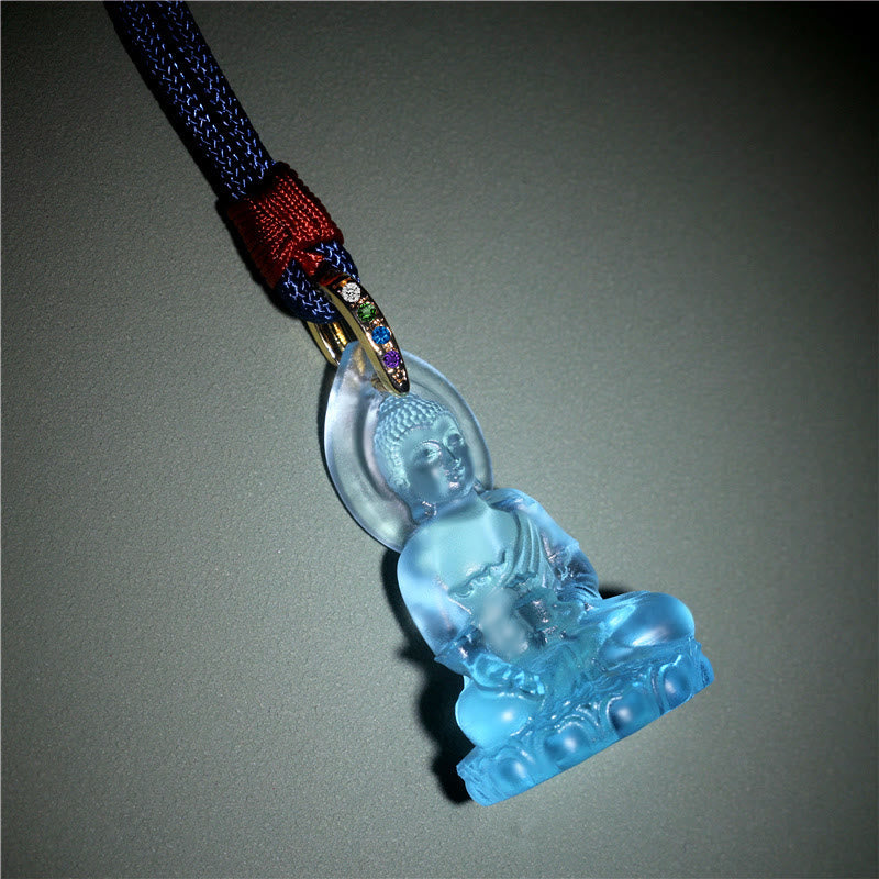 Collier pendentif amulette de sérénité en cristal Liuli Bouddha de médecine Bouddha bleu Tathagata Buddha Stones - image 3