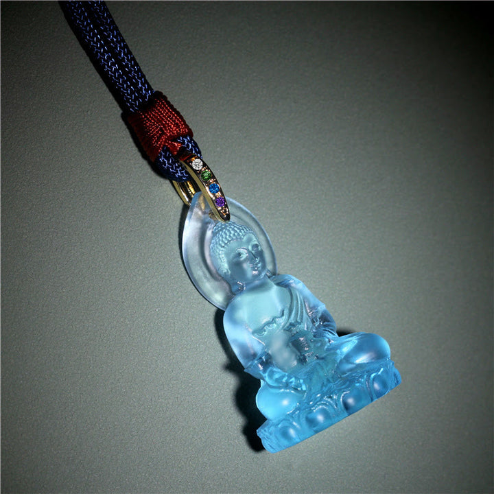 Collier pendentif amulette de sérénité en cristal Liuli Bouddha de médecine Bouddha bleu Tathagata Buddha Stones - image 3