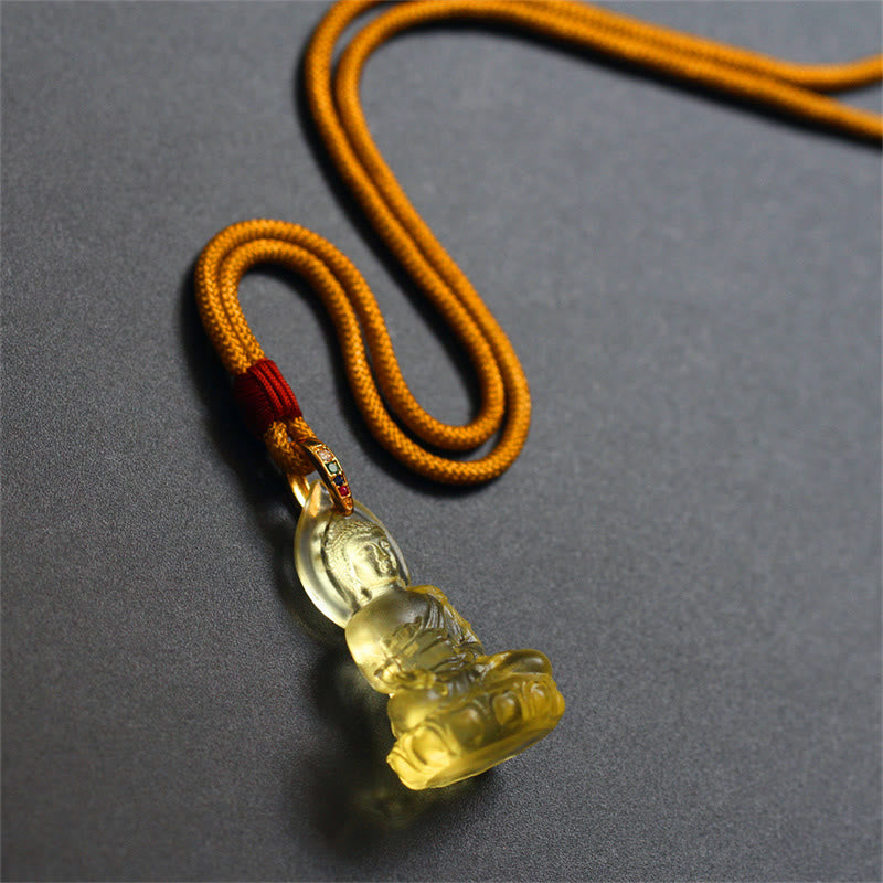 Collier pendentif amulette de sérénité en cristal Liuli Bouddha de médecine Bouddha bleu Tathagata Buddha Stones - Bouddha de la médecine d'or - image 22