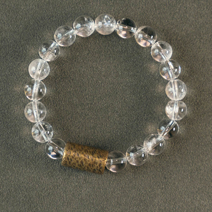 Bracelet de protection fantôme violet en quartz rutile doré et quartz hématoïde rouge et cristal blanc Buddha Stones