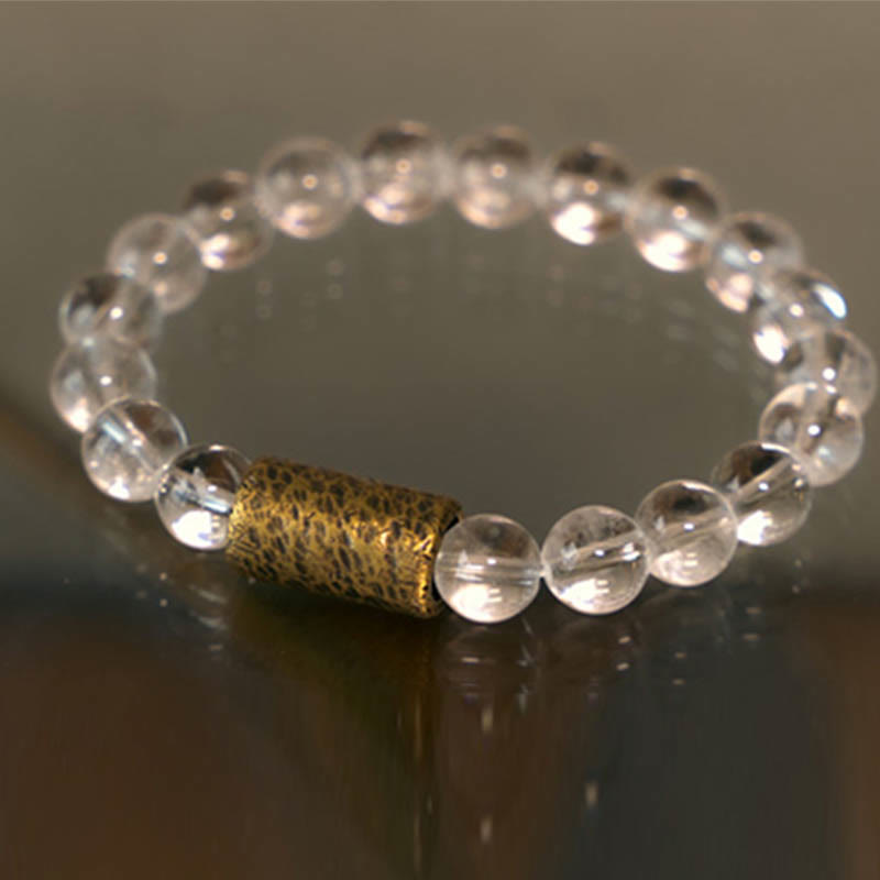 Bracelet de protection fantôme violet en quartz rutile doré et quartz hématoïde rouge et cristal blanc Buddha Stones