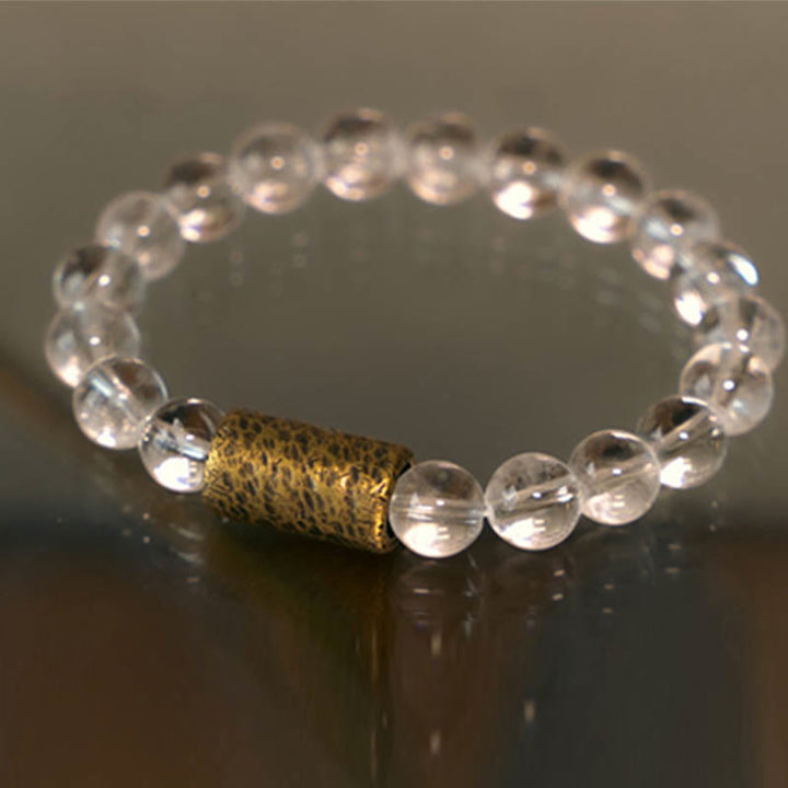 Bracelet de protection fantôme violet en quartz rutile doré et quartz hématoïde rouge et cristal blanc Buddha Stones
