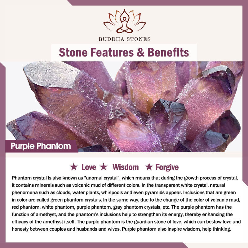 Bracelet de protection fantôme violet en quartz rutile doré et quartz hématoïde rouge et cristal blanc Buddha Stones