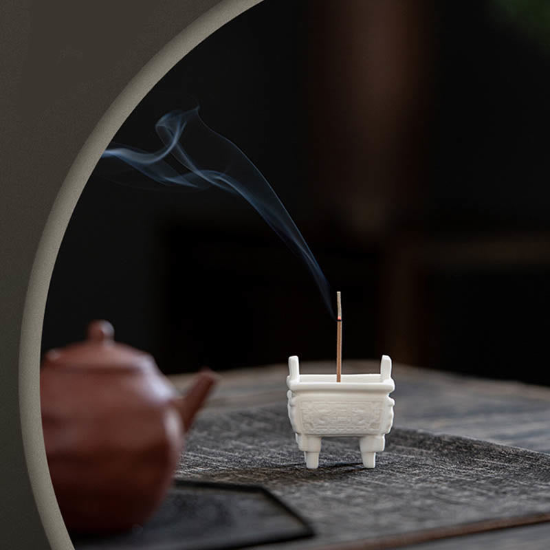 Buddha Stones' encens en céramique à motif de dragon prospère et à doubles oreilles de lion