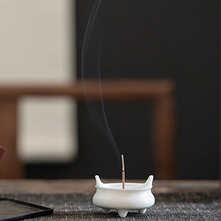 Buddha Stones' encens en céramique à motif de dragon prospère et à doubles oreilles de lion