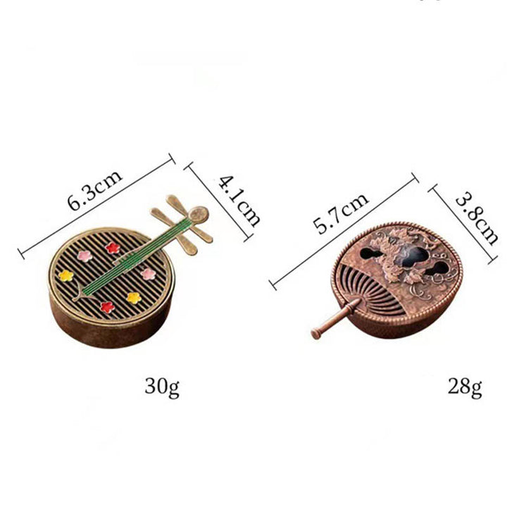 Brûleur d'encens en alliage de cuivre avec petites Buddha Stones et mini gourde
