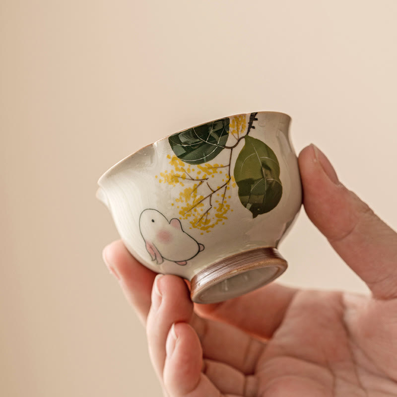 Tasse à thé en céramique peinte à la main en forme de lapin Osmanthus de petite taille avec Buddha Stones Tasse à thé Kung Fu 40 ml