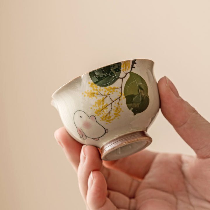 Tasse à thé en céramique peinte à la main en forme de lapin Osmanthus de petite taille avec Buddha Stones Tasse à thé Kung Fu 40 ml