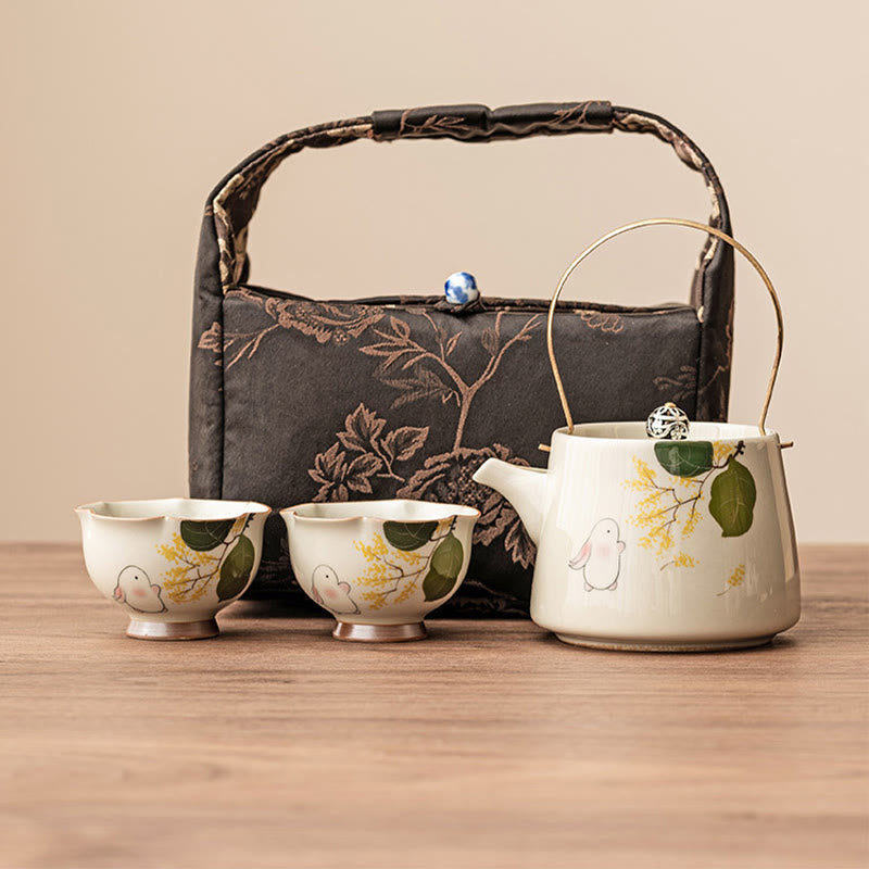 Tasse à thé en céramique peinte à la main en forme de lapin Osmanthus de petite taille avec Buddha Stones Tasse à thé Kung Fu 40 ml