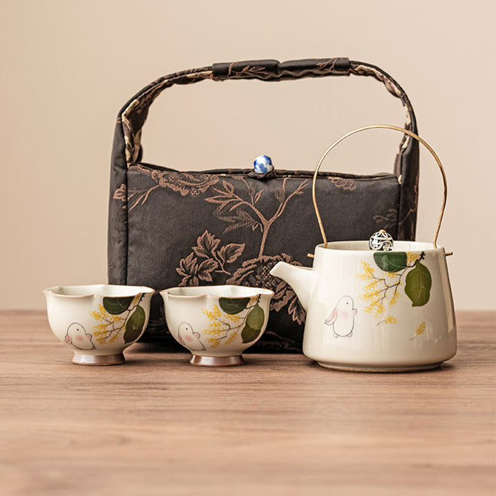 Tasse à thé en céramique peinte à la main en forme de lapin Osmanthus de petite taille avec Buddha Stones Tasse à thé Kung Fu 40 ml