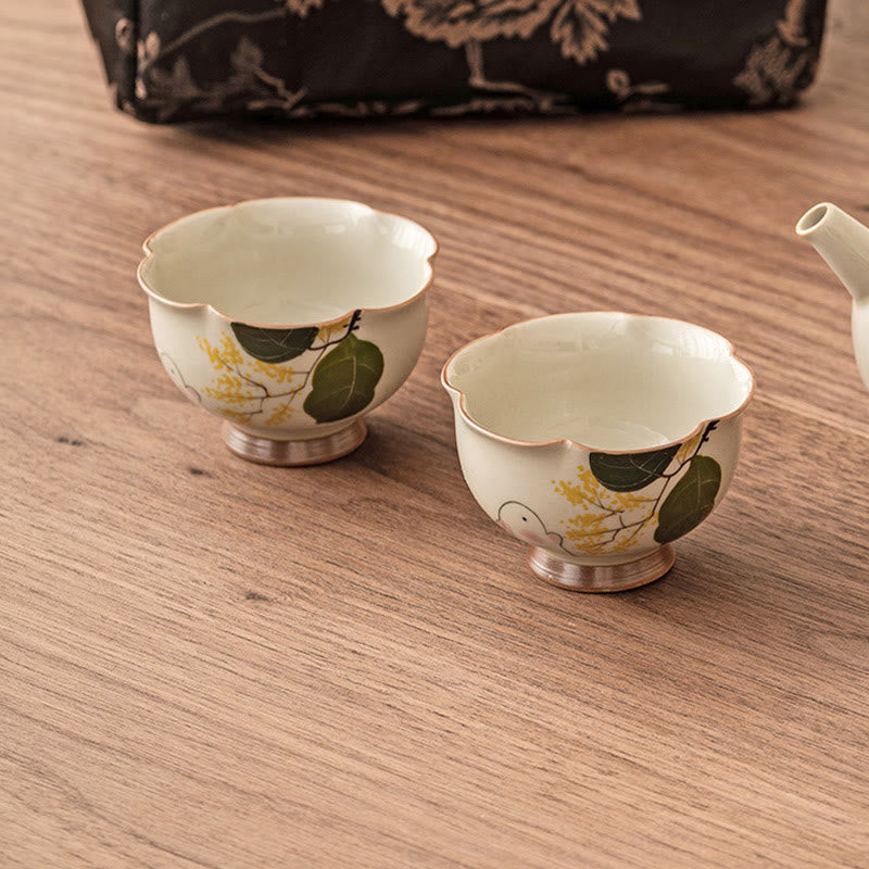 Tasse à thé en céramique peinte à la main en forme de lapin Osmanthus de petite taille avec Buddha Stones Tasse à thé Kung Fu 40 ml