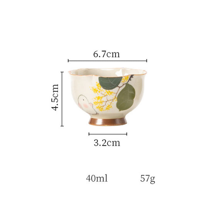 Tasse à thé en céramique peinte à la main en forme de lapin Osmanthus de petite taille avec Buddha Stones Tasse à thé Kung Fu 40 ml
