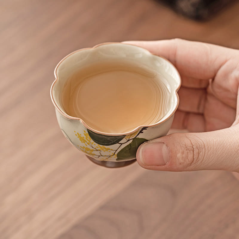 Tasse à thé en céramique peinte à la main en forme de lapin Osmanthus de petite taille avec Buddha Stones Tasse à thé Kung Fu 40 ml